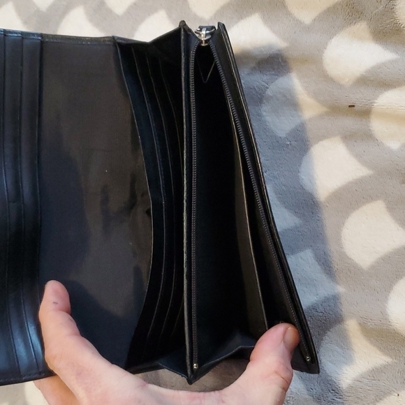 CLUTCH bag black leather by Espace by Pierre Cardin -minor scuffing- in pics - Picture 3 of 5